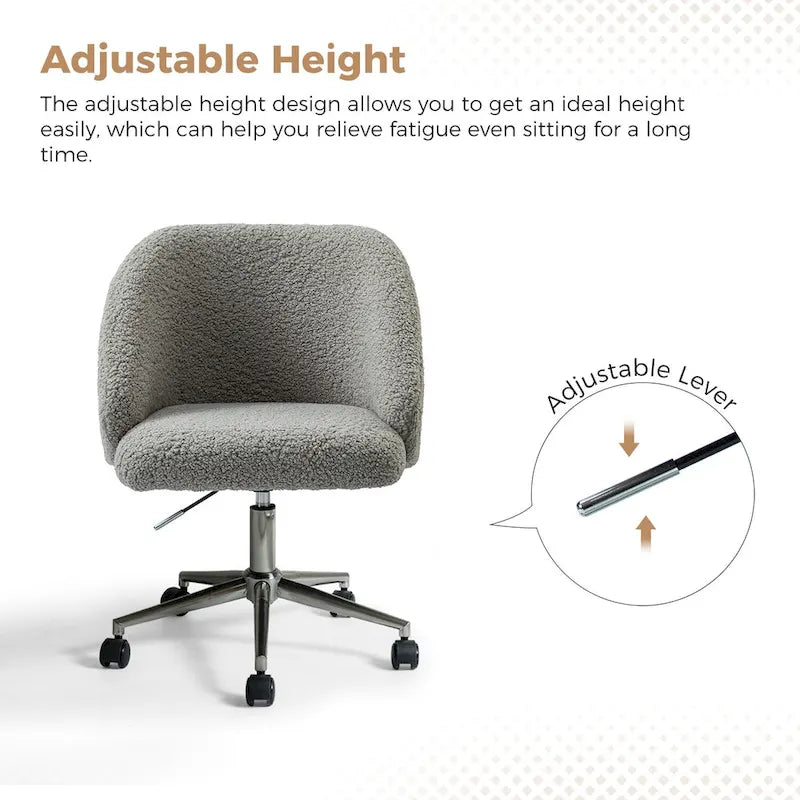 Chaise de bureau pivotante Joah Modern Boucle 360 réglable en hauteur avec roulettes par HULALA HOME - N/A