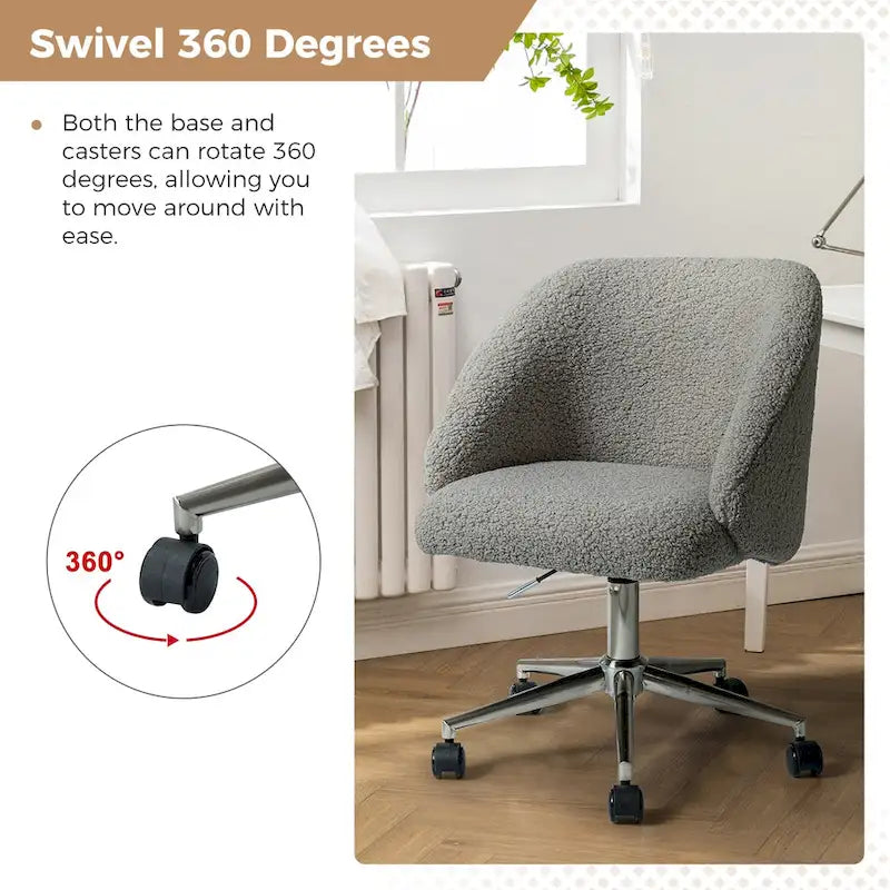 Chaise de bureau pivotante Joah Modern Boucle 360 réglable en hauteur avec roulettes par HULALA HOME - N/A