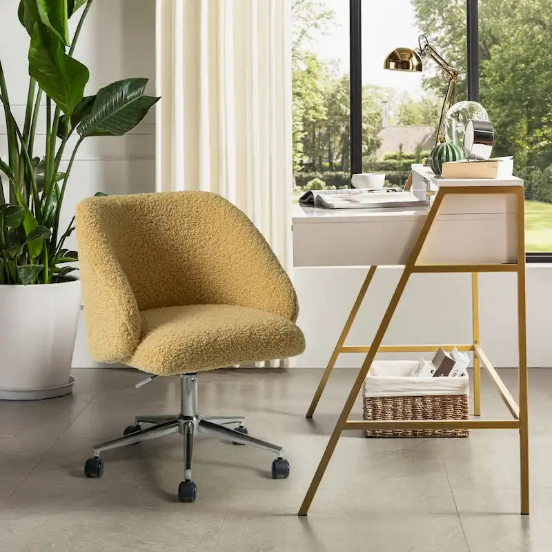 Chaise de bureau pivotante Joah Modern Boucle 360 réglable en hauteur avec roulettes par HULALA HOME - N/A