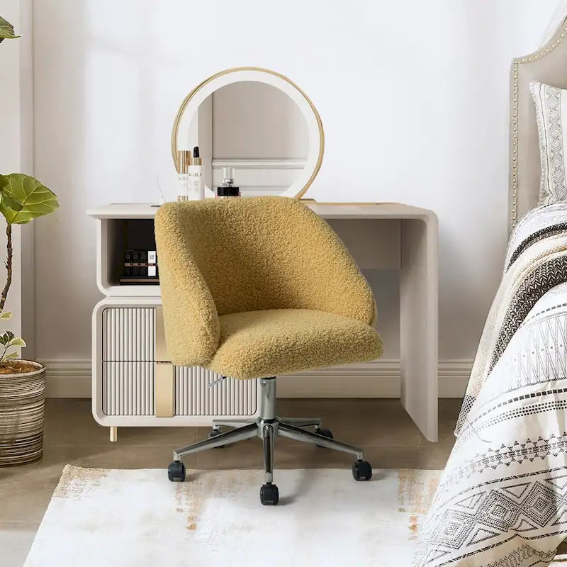 Chaise de bureau pivotante Joah Modern Boucle 360 réglable en hauteur avec roulettes par HULALA HOME - N/A