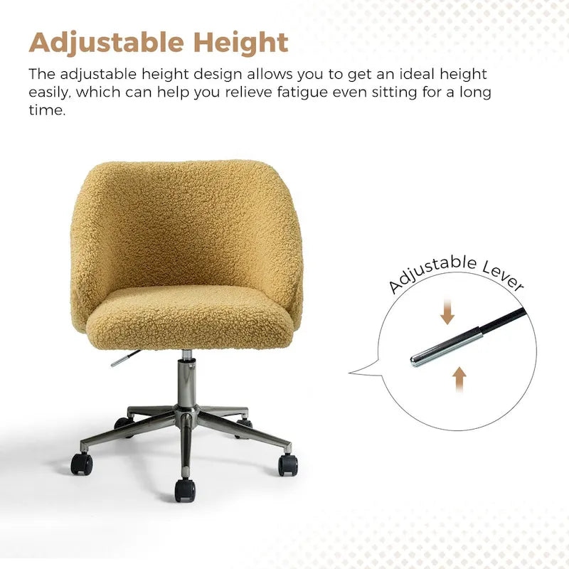 Chaise de bureau pivotante Joah Modern Boucle 360 réglable en hauteur avec roulettes par HULALA HOME - N/A