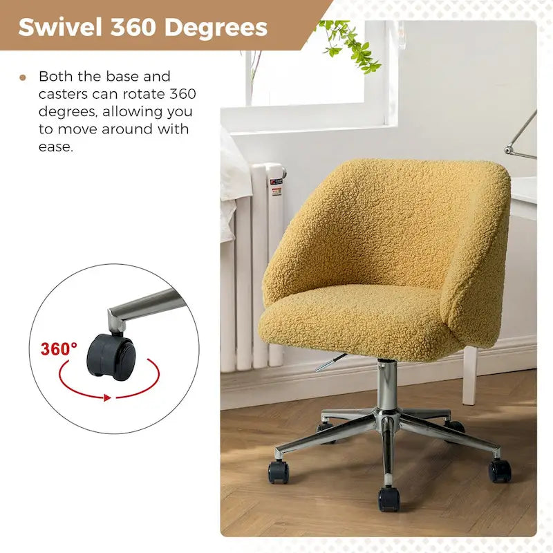 Chaise de bureau pivotante Joah Modern Boucle 360 réglable en hauteur avec roulettes par HULALA HOME - N/A