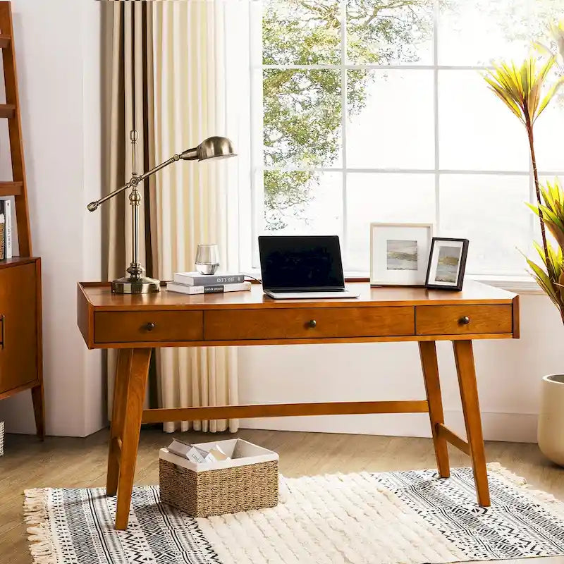 Bureau de direction Mid-century Eugenia avec séparateur de tiroir, gestion des câbles et station de charge par HULALA HOME