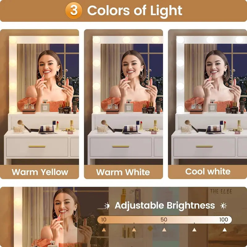 Ampoules de maquillage pour coiffeuse et armoires RGB avec tiroirs de rangement et étagères