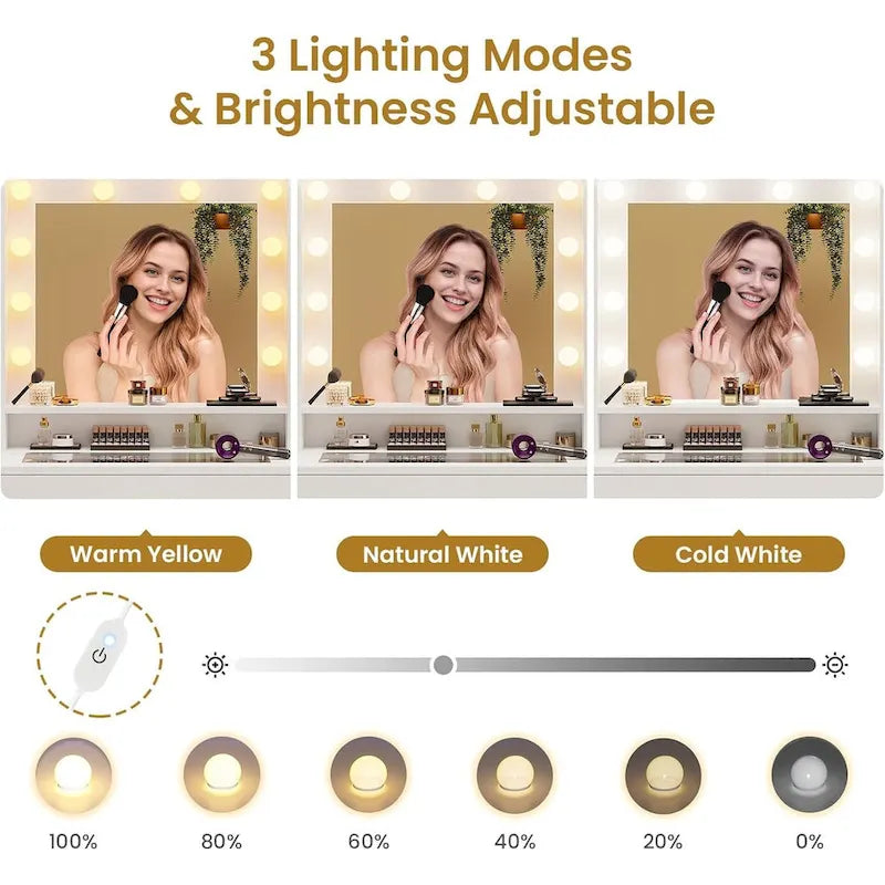 Ampoules de maquillage pour coiffeuse et armoires RGB avec tiroirs de rangement et étagères