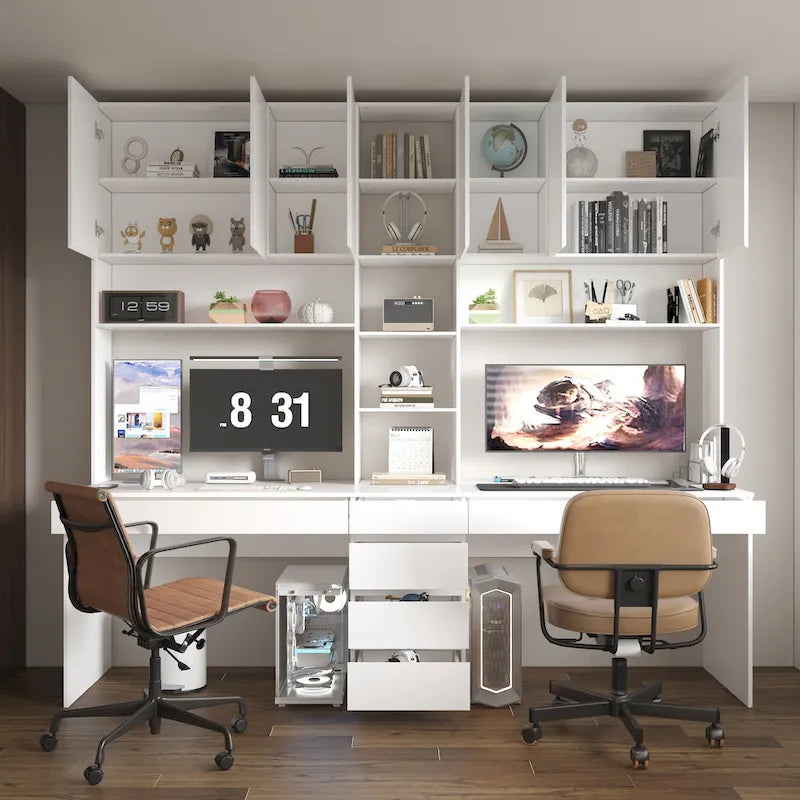 Bureau de jeu et de travail moderne spacieux blanc pour deux personnes