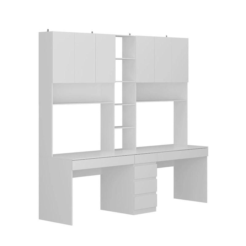 Bureau de jeu et de travail moderne spacieux blanc pour deux personnes