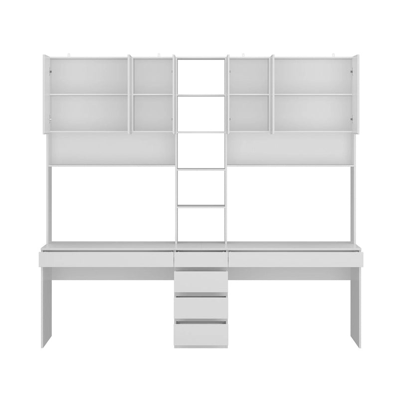 Bureau de jeu et de travail moderne spacieux blanc pour deux personnes