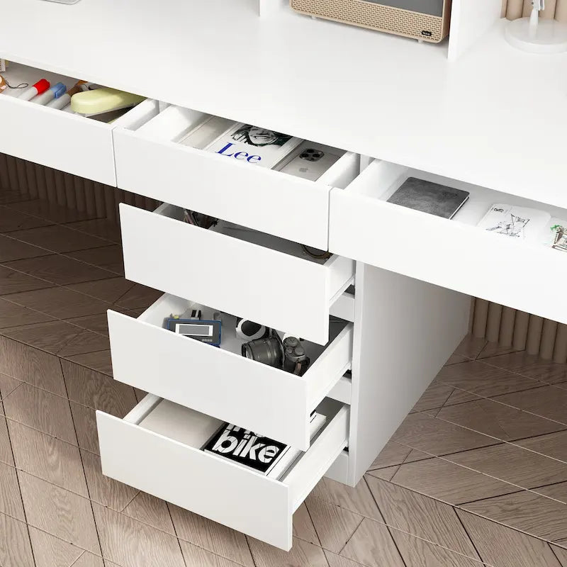 Bureau de jeu et de travail moderne spacieux blanc pour deux personnes