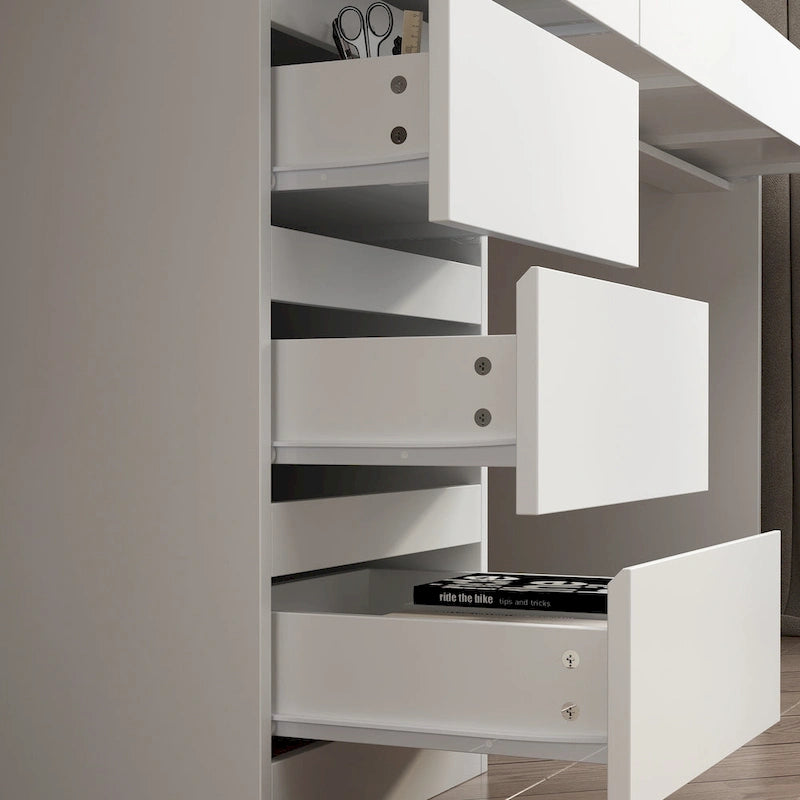 Bureau de jeu et de travail moderne spacieux blanc pour deux personnes