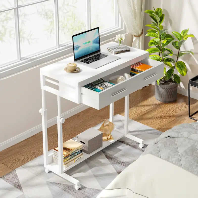 Bureau mobile portable pour ordinateur portable avec tiroirs