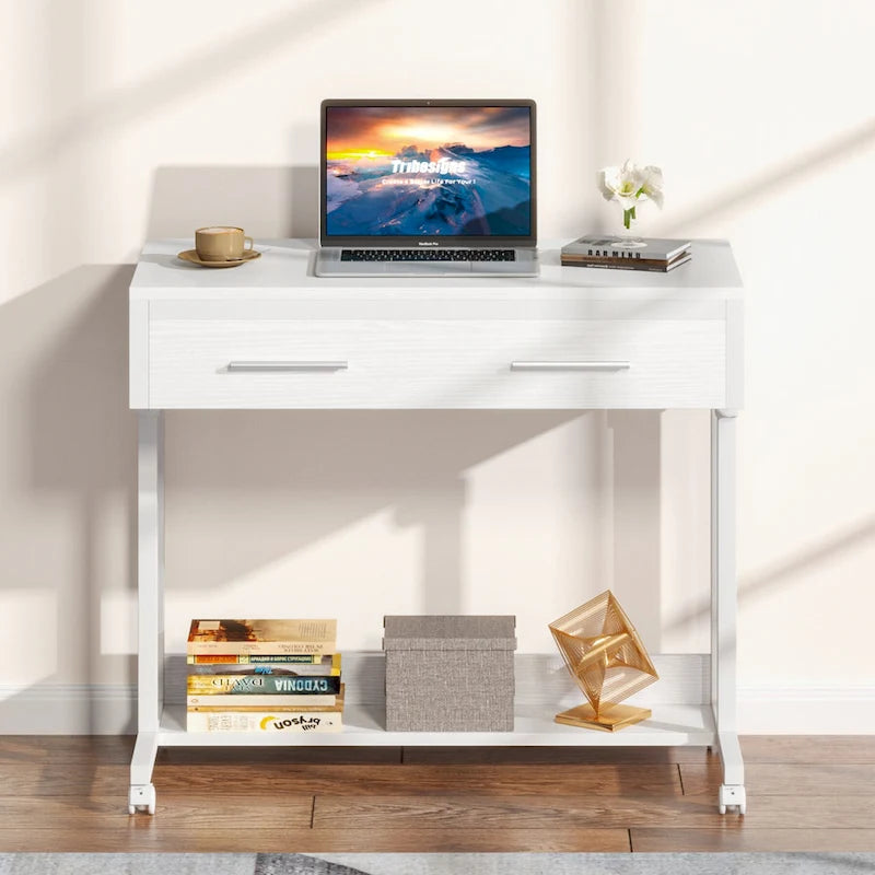 Bureau mobile portable pour ordinateur portable avec tiroirs