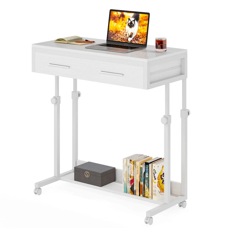 Bureau mobile portable pour ordinateur portable avec tiroirs