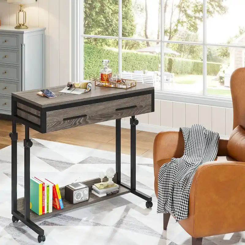 Bureau mobile portable pour ordinateur portable avec tiroirs