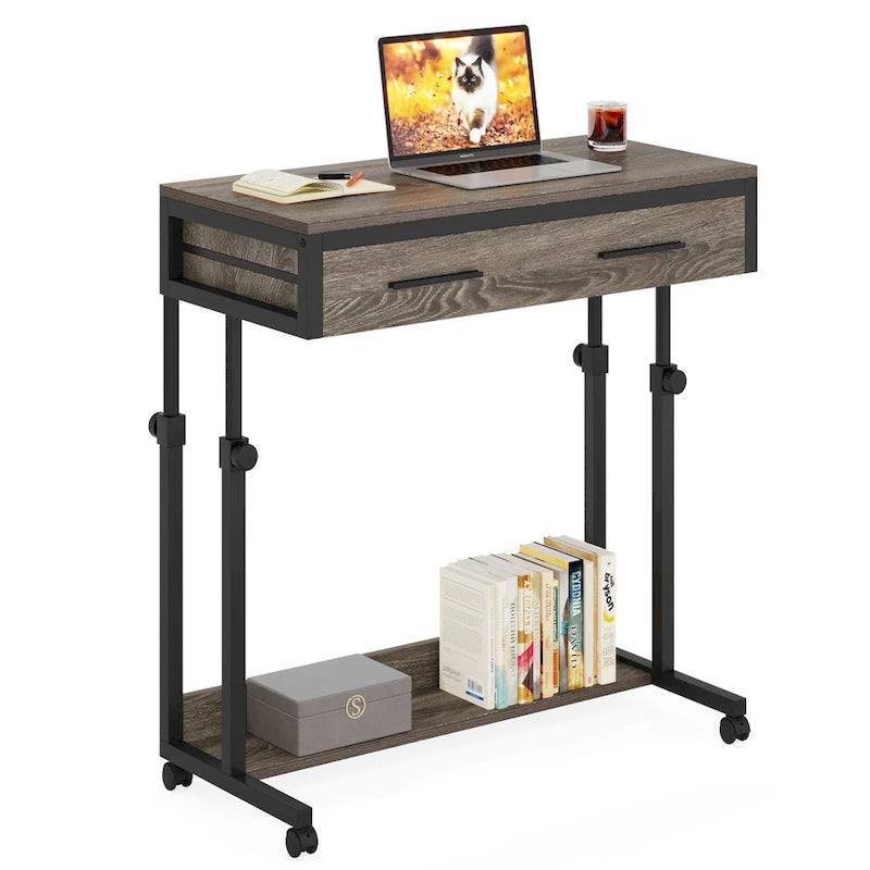 Bureau mobile portable pour ordinateur portable avec tiroirs
