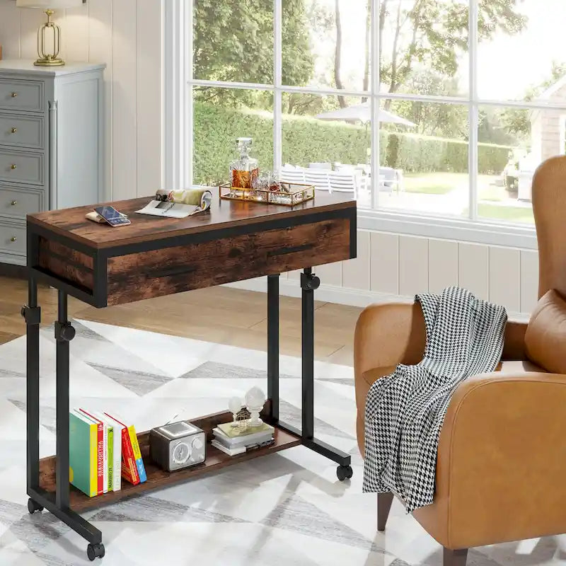 Bureau mobile portable pour ordinateur portable avec tiroirs