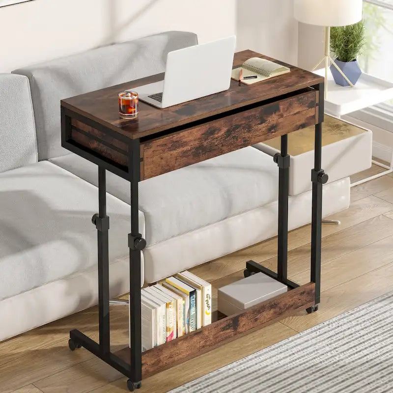 Bureau mobile portable pour ordinateur portable avec tiroirs
