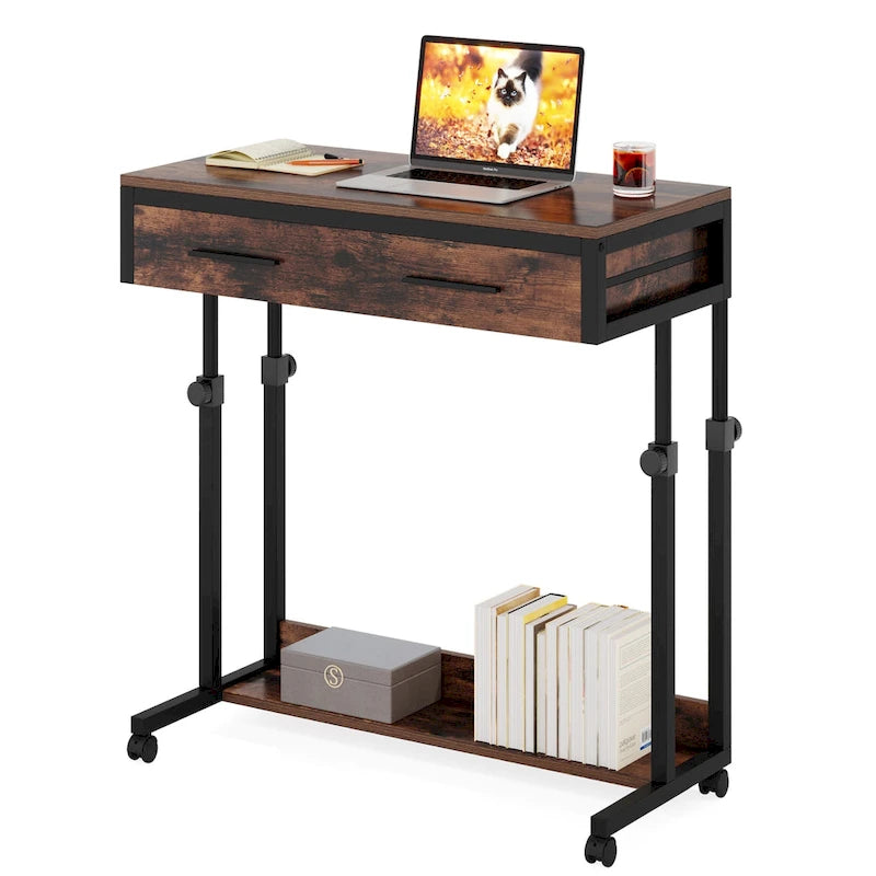 Bureau mobile portable pour ordinateur portable avec tiroirs