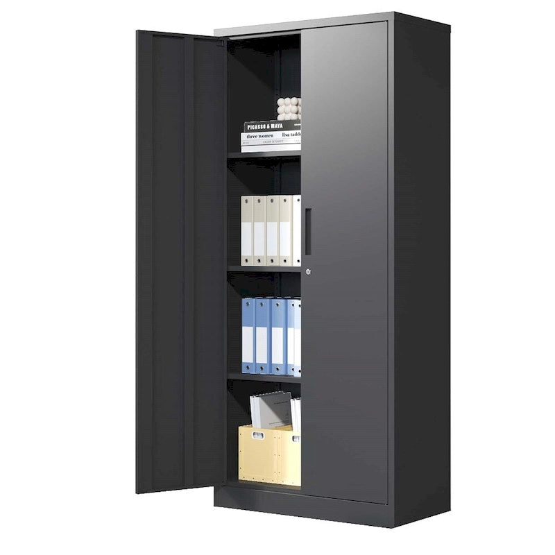 Armoire de rangement métallique de garage en acier à outils avec portes et 3 étagères