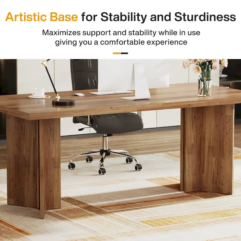Bureau de direction de 63 pouces, grand bureau d'ordinateur moderne en bois