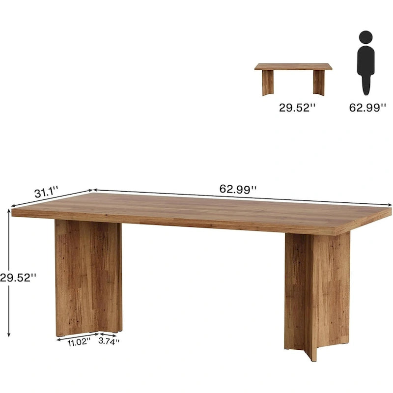 Bureau de direction de 63 pouces, grand bureau d'ordinateur moderne en bois