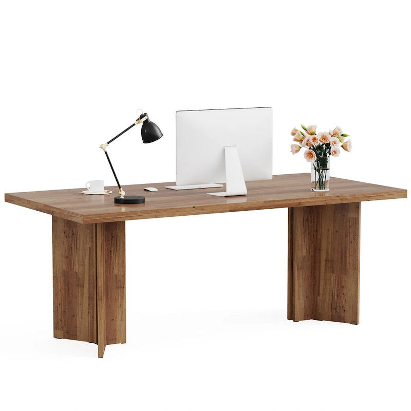 Bureau de direction de 63 pouces, grand bureau d'ordinateur moderne en bois