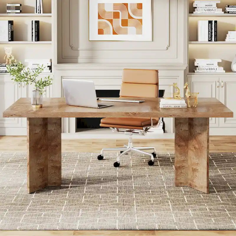 Bureau de direction de 63 pouces, grand bureau d'ordinateur moderne en bois