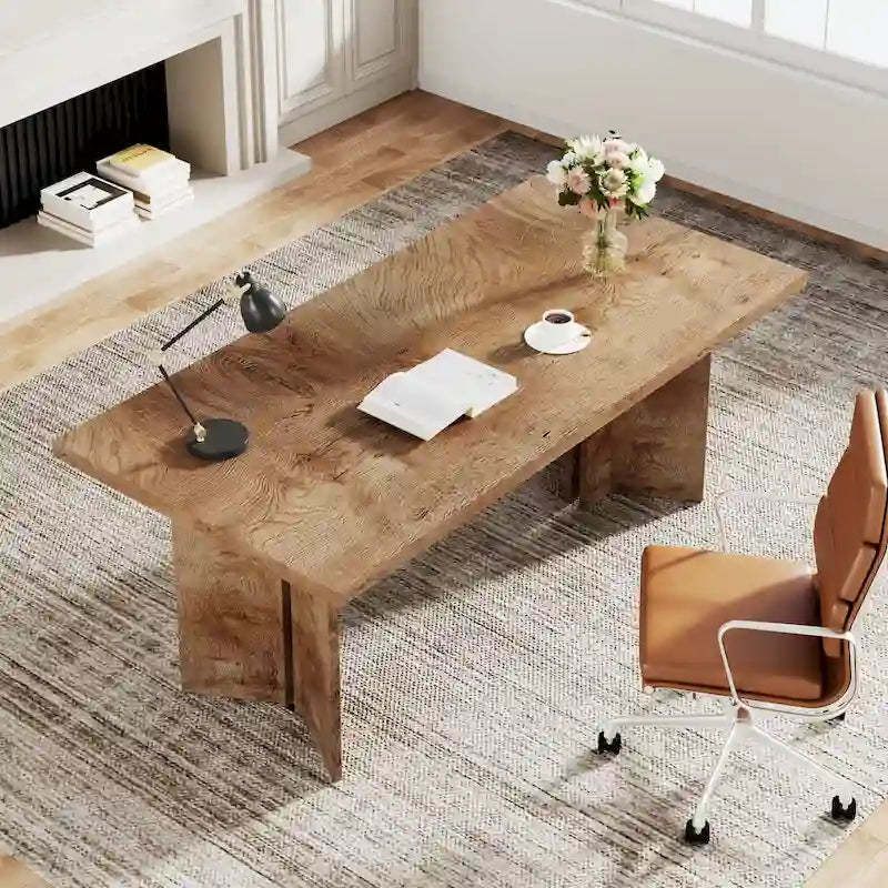 Bureau de direction de 63 pouces, grand bureau d'ordinateur moderne en bois