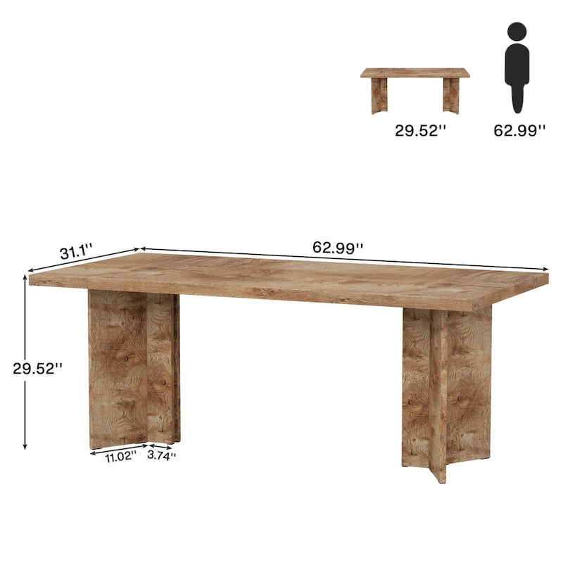 Bureau de direction de 63 pouces, grand bureau d'ordinateur moderne en bois