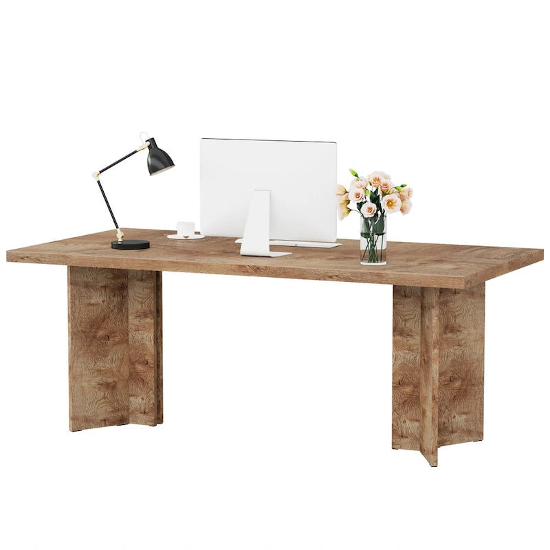 Bureau de direction de 63 pouces, grand bureau d'ordinateur moderne en bois