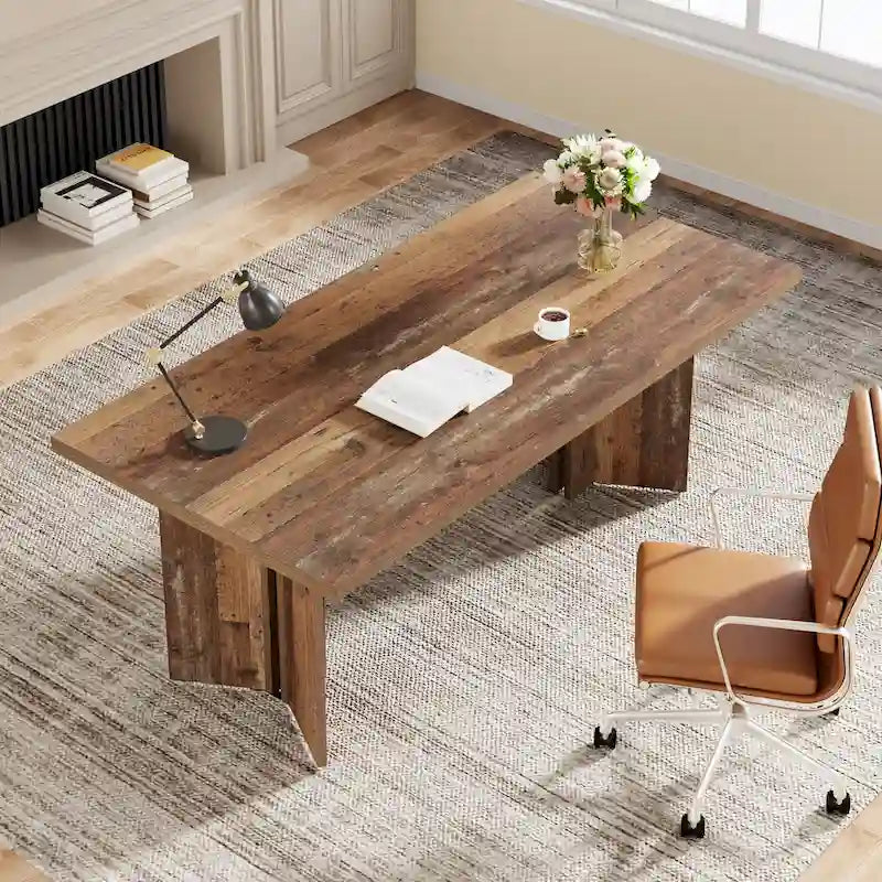 Bureau de direction de 63 pouces, grand bureau d'ordinateur moderne en bois