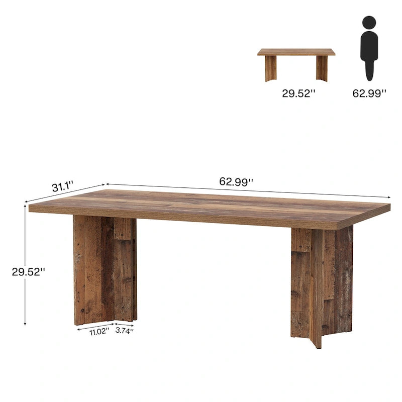 Bureau de direction de 63 pouces, grand bureau d'ordinateur moderne en bois