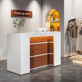 Bureau de réception avec lumières LED, grande table de comptoir de réception avec panneaux privés