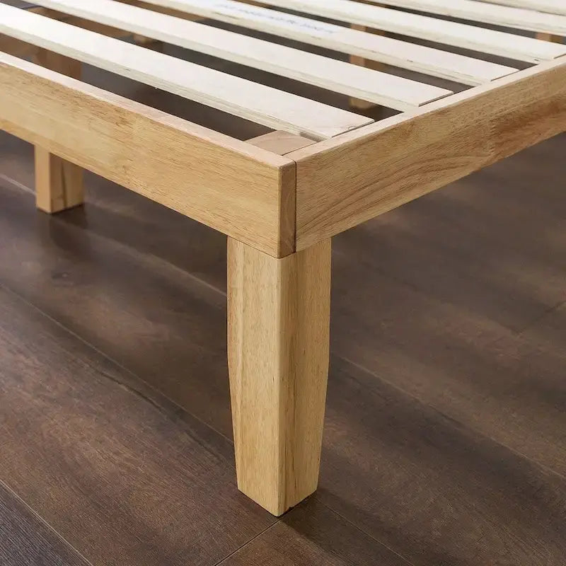 Cadre de lit plateforme en bois massif grandeur double, fini naturel