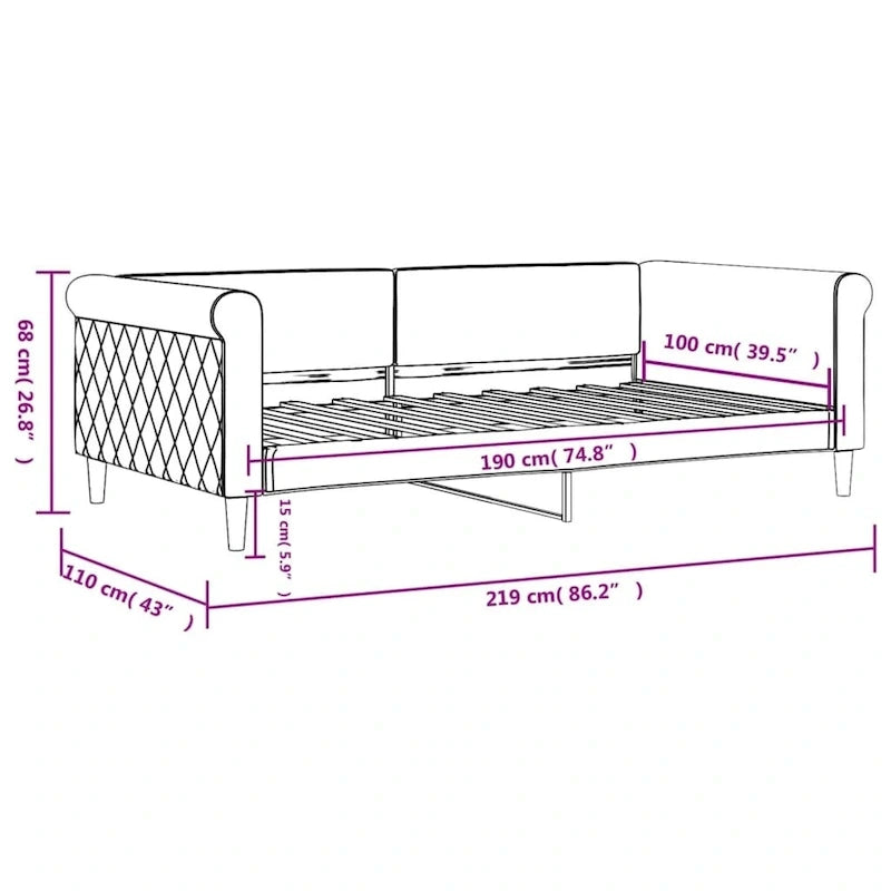 vidaXL Lit de repos Rembourré Canapé de jour pour Chambre à coucher Salon Velours