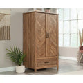 FarmHouse Rustic Herringbone 1 Drawer Garment Rod Wardrobe Armoire - 22.5 inches L x 32.3 inches W x 59.3 inches H
