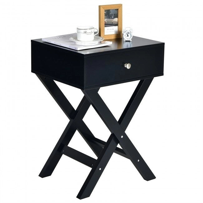 Table de chevet en X avec tiroir