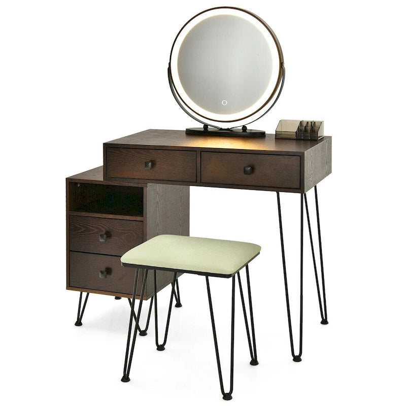 Coiffeuse moderne avec armoire de rangement - 80 x 40 x 76 cm (L x l x H)