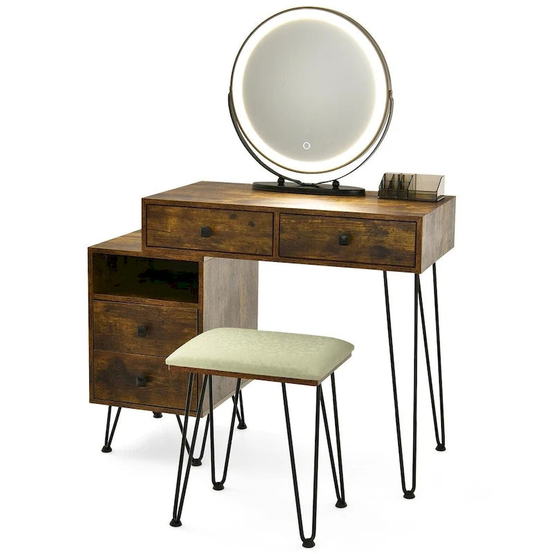 Coiffeuse moderne avec armoire de rangement - 80 x 40 x 76 cm (L x l x H)