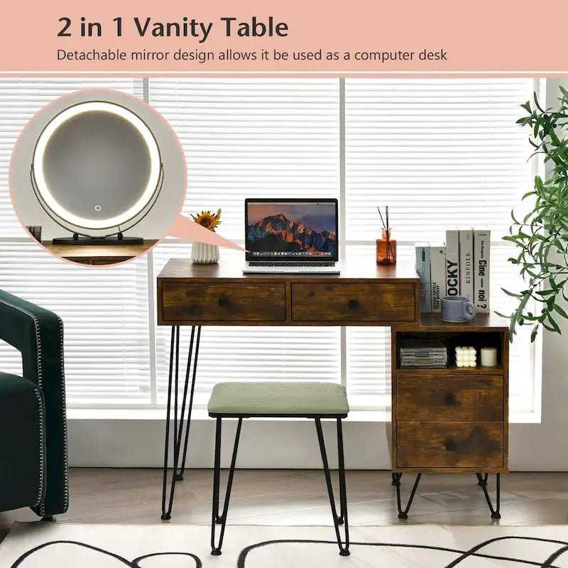 Coiffeuse moderne avec armoire de rangement - 80 x 40 x 76 cm (L x l x H)