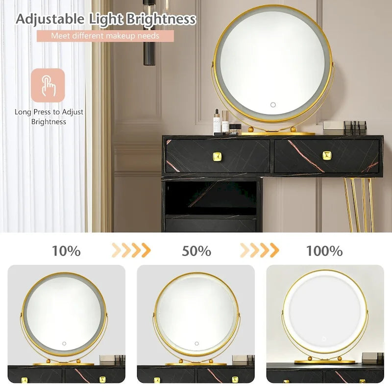 Coiffeuse moderne avec armoire de rangement - 80 x 40 x 76 cm (L x l x H)