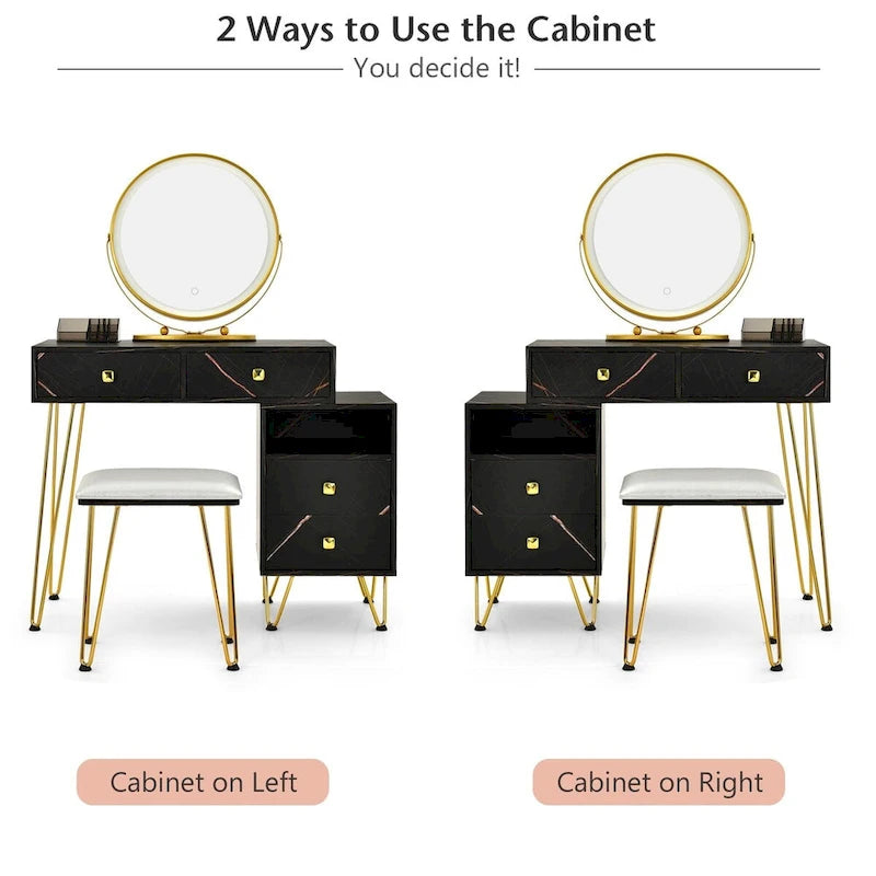 Coiffeuse moderne avec armoire de rangement - 80 x 40 x 76 cm (L x l x H)