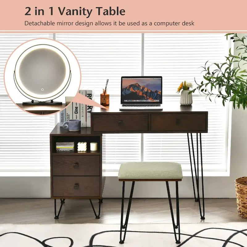 Coiffeuse moderne avec armoire de rangement - 80 x 40 x 76 cm (L x l x H)