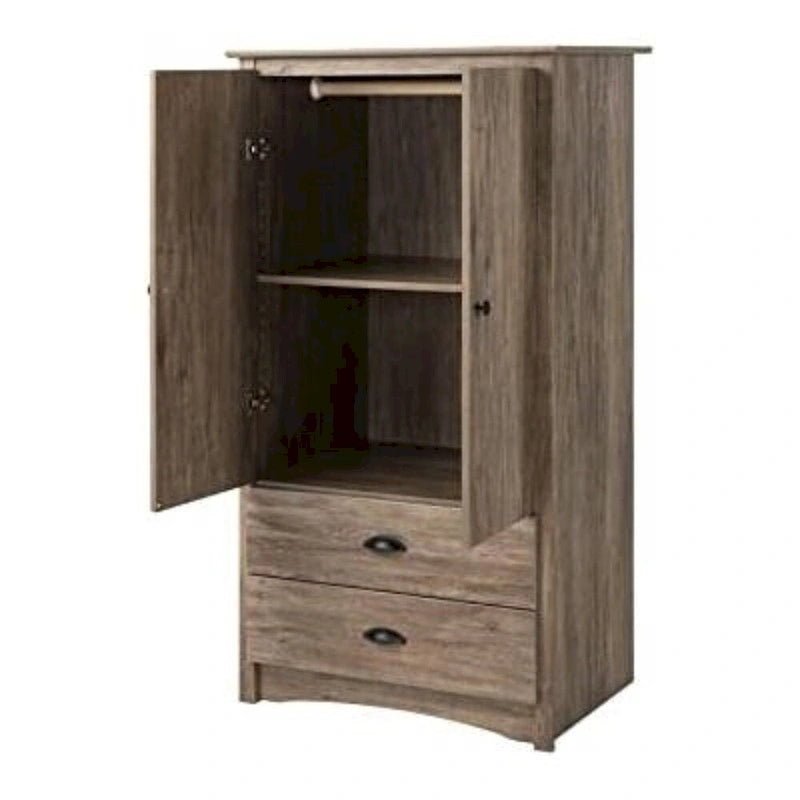 Armoire de rangement FarmHome rustique avec 2 tiroirs, chêne gris - 80 cm (L) x 56 cm (P) x 149 cm (H)