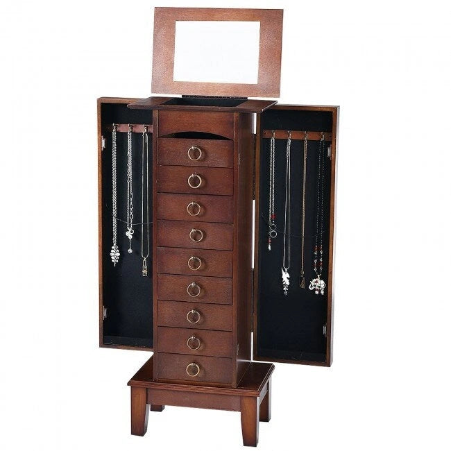 Organisateur de rangement pour bijoux en bois avec 6 tiroirs - 10,5 x 15,8 x 40 (P x L x H)
