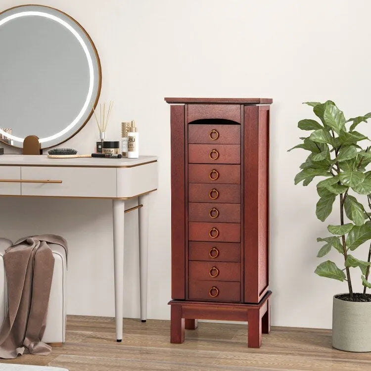 Organisateur de rangement pour bijoux en bois avec 6 tiroirs - 10,5 x 15,8 x 40 (P x L x H)
