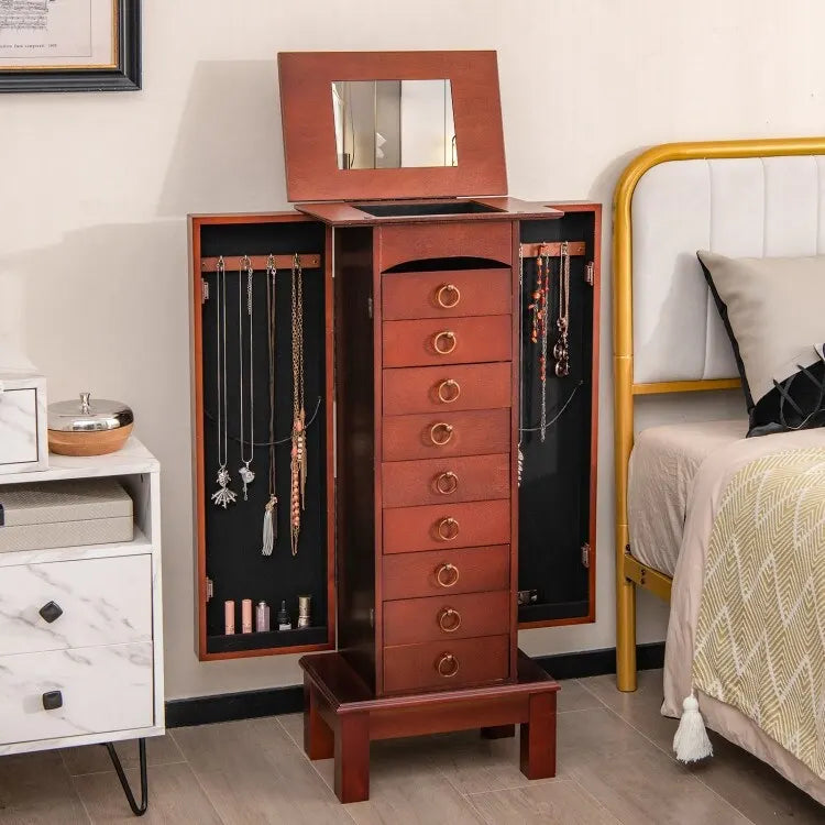Organisateur de rangement pour bijoux en bois avec 6 tiroirs - 10,5 x 15,8 x 40 (P x L x H)