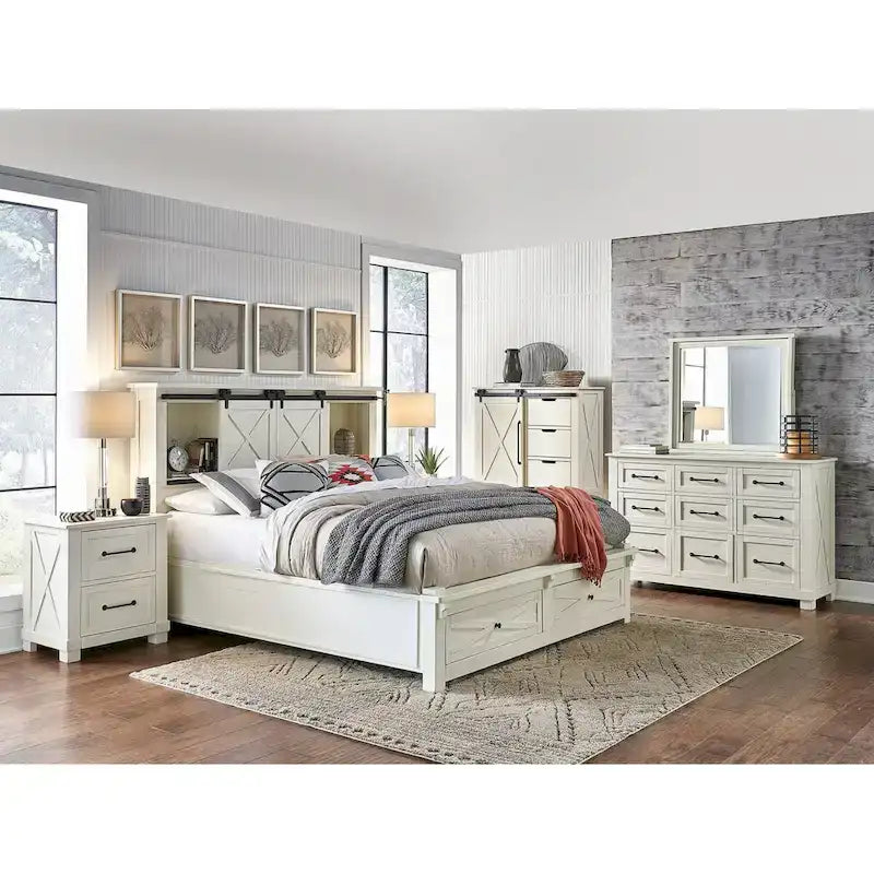Collection de chambre à coucher Simply Solid Shanna 6 pièces en bois massif avec rangement