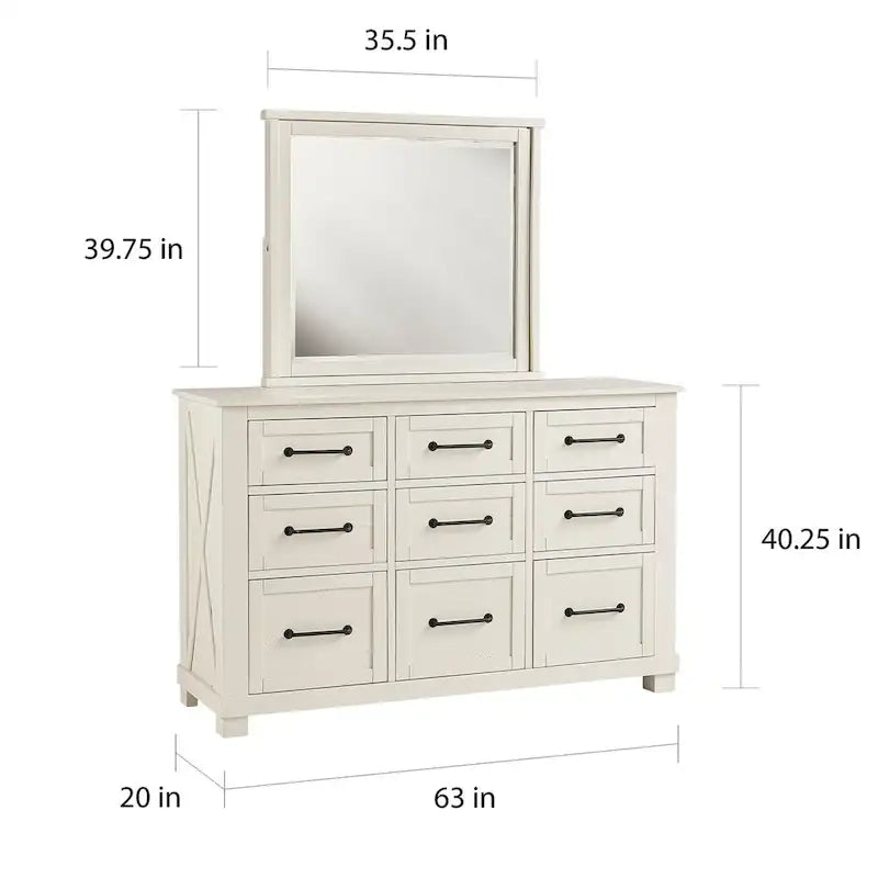Collection de chambre à coucher Simply Solid Shanna 6 pièces en bois massif avec rangement