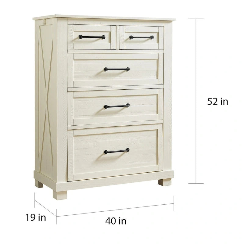 Collection de chambre à coucher Simply Solid Shanna 6 pièces en bois massif avec rangement